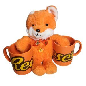 Reese's Peanut Butter Cup Set of 2 Galeria Mugs & Singing Fox 10" Plush Works